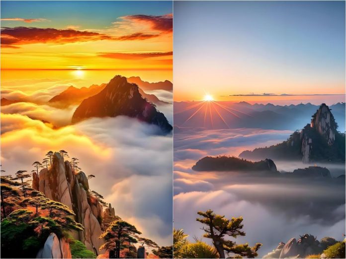Sunrise and Sea of Clouds at Huangshan
