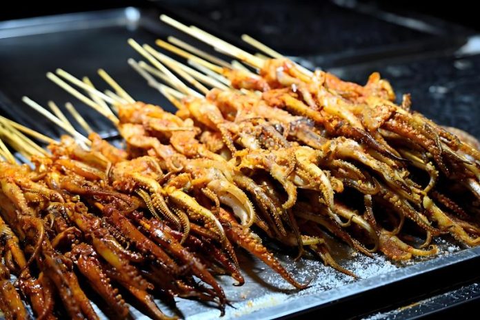 Grilled Squid on Iron Plate