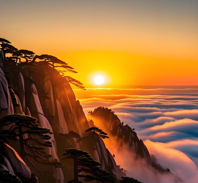 Sunrise and Sea of Clouds at Huangshan
